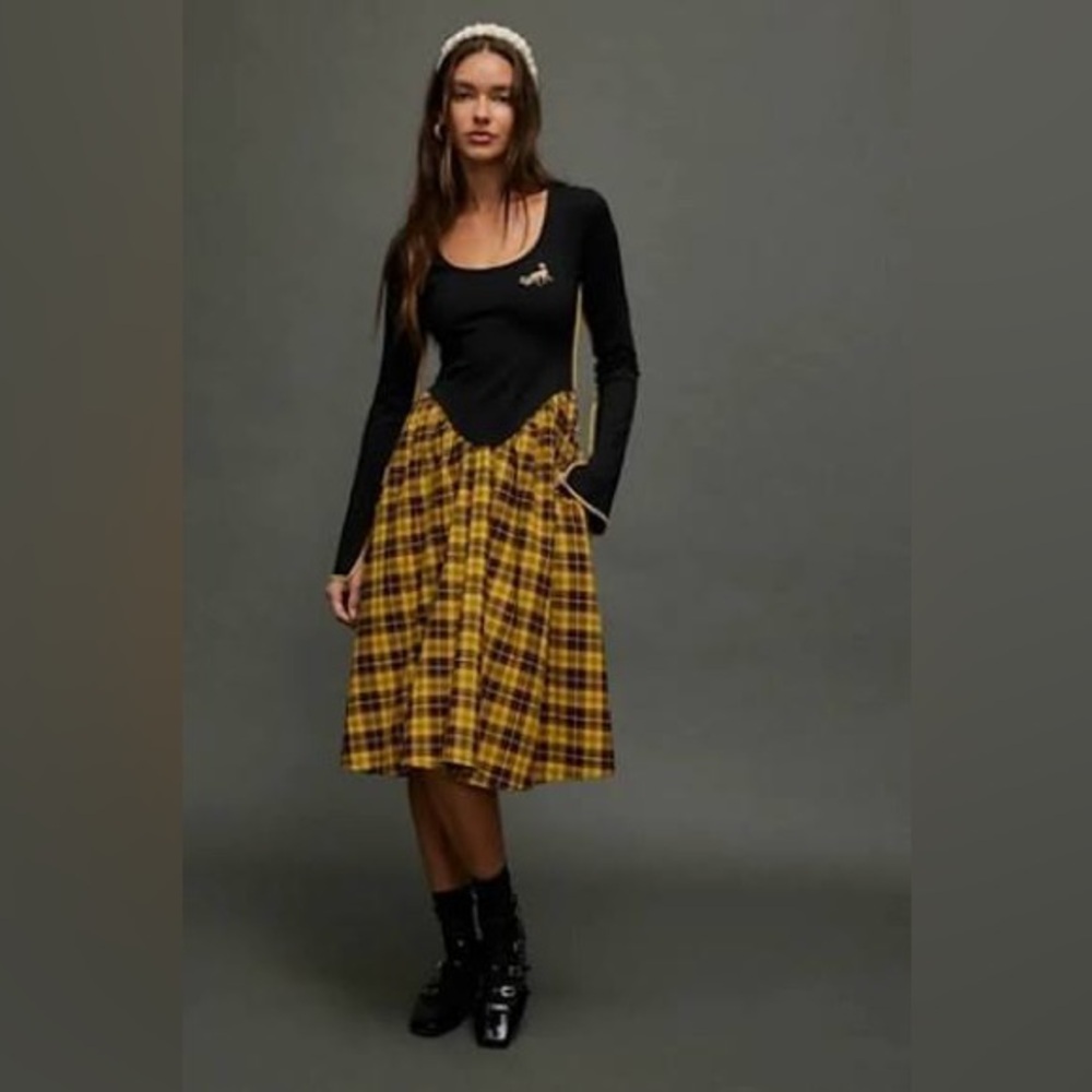 Eliza Faulkner x Free People yellow plaid Joan dress